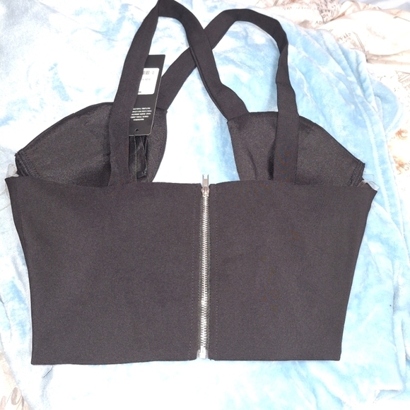 Fashion Nova- Seconds to Midnight Black Top-  W Sz Medium - Picture 4 of 7